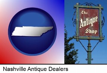 an antique shop sign in Nashville, TN