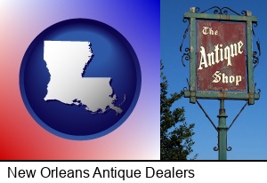 New Orleans, Louisiana - an antique shop sign