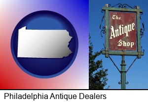 Philadelphia, Pennsylvania - an antique shop sign