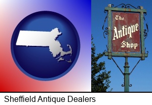 Sheffield, Massachusetts - an antique shop sign