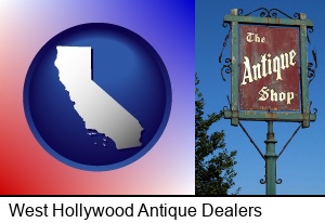 West Hollywood, California - an antique shop sign