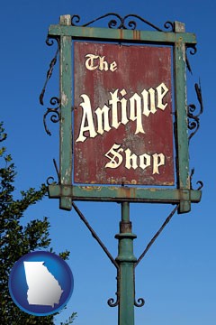 an antique shop sign - with Georgia icon