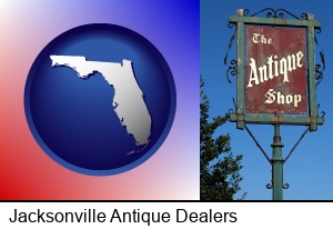 an antique shop sign in Jacksonville, FL