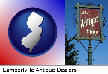 an antique shop sign in Lambertville, NJ